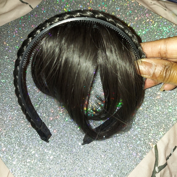 Synthetic Twist Braid Headband With Fringe Bangs - Picture 9 of 9